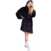Cozy Noxxiez CH355 Černá - hřejivá televizní mikinová deka s kapucí pro teenagery a dospělé