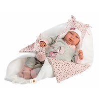 Llorens 84460 NEW BORN - realistická panenka miminko se zvuky a měkkým látkovým tělem - 44 cm